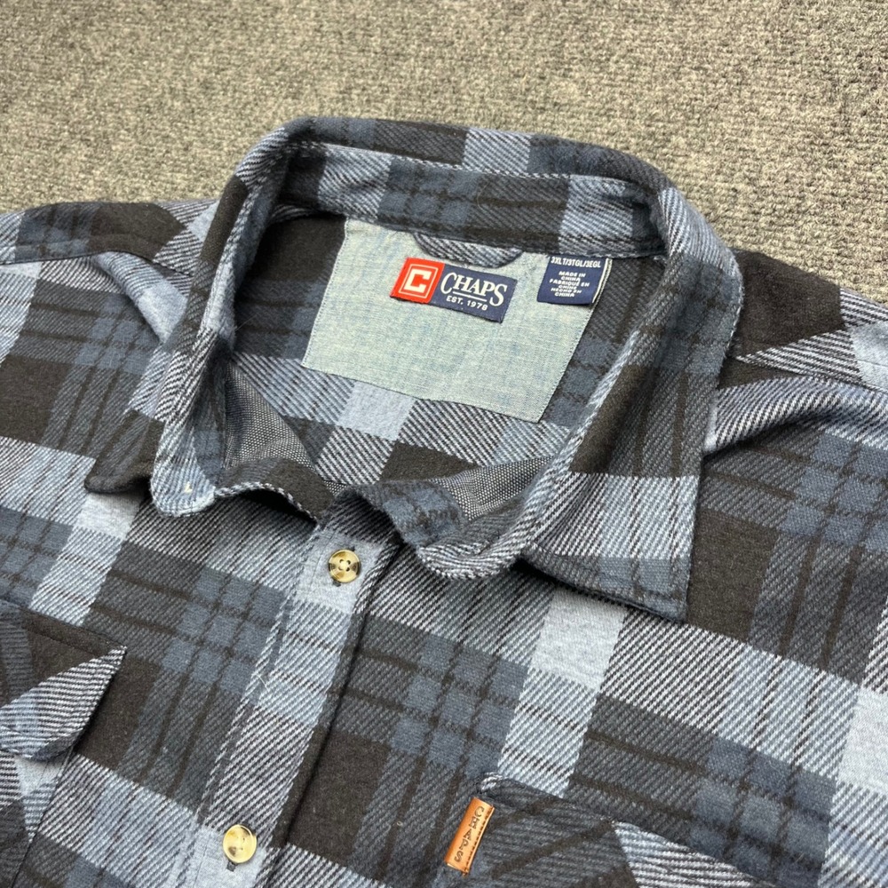 Chaps Flannel Button Down Shirt Outdoor Plaid Long Sleeve Tall Top